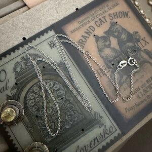 14kt solid white gold cable link chain choker necklace 16”